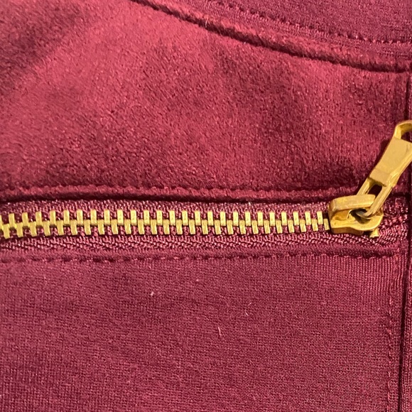 ❤️❤️Burgundy Velvet Patch Work Old Navy Stevie Dress Pants W accent Gold Zippers - Picture 7 of 10